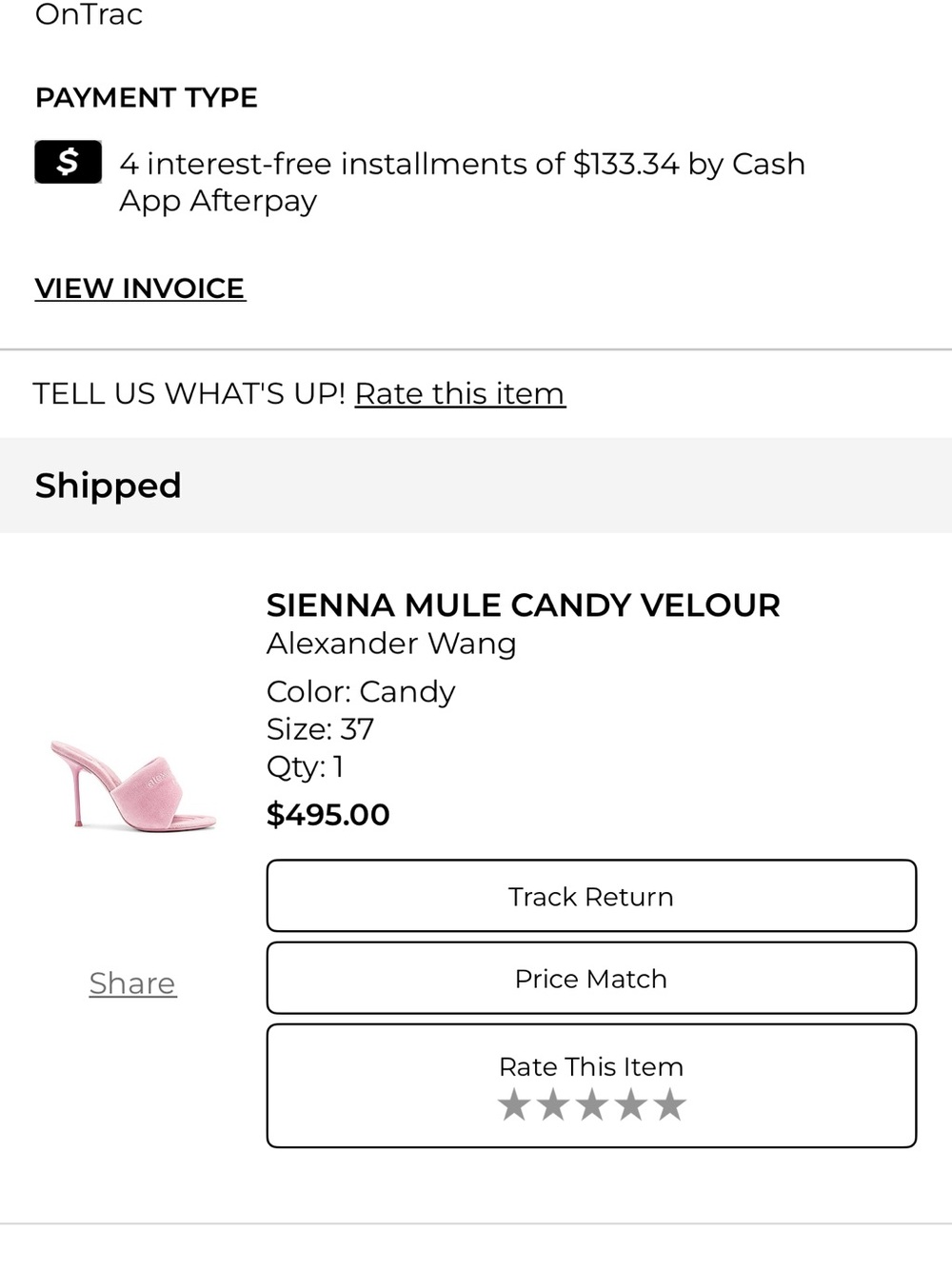 Alexander Wang Pink Velvet Sienna Mule